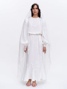 White Linen Embroidered Dress Dream