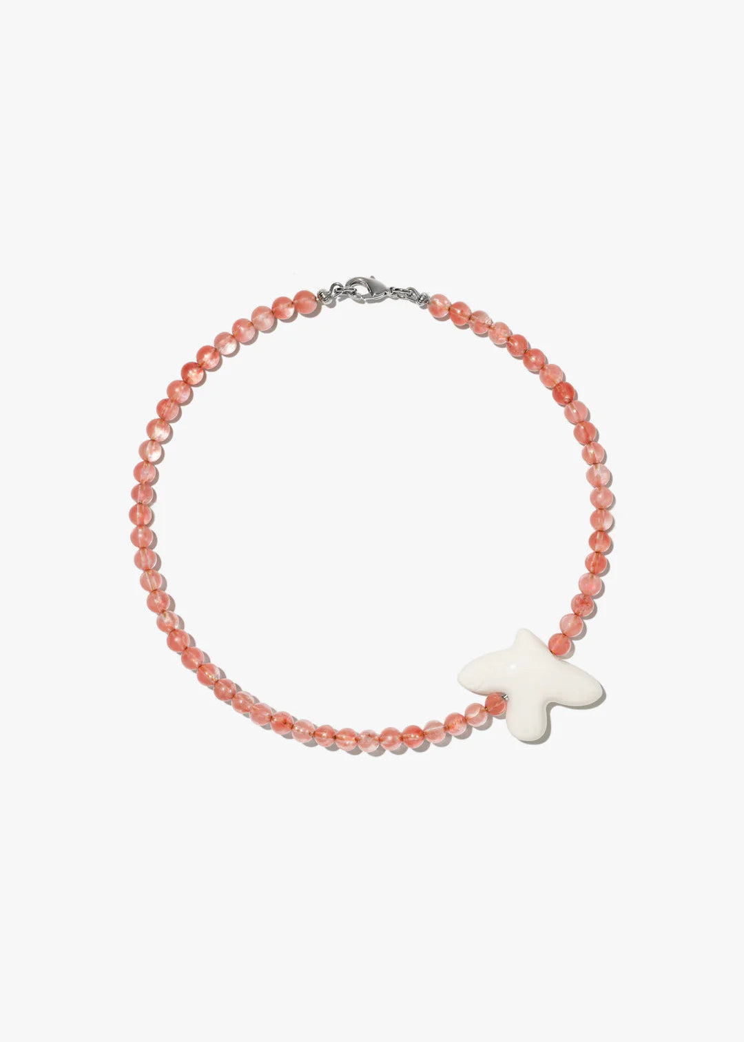 Natural Chalcedony Necklace with Porcelain Bird Pendant – Myrni