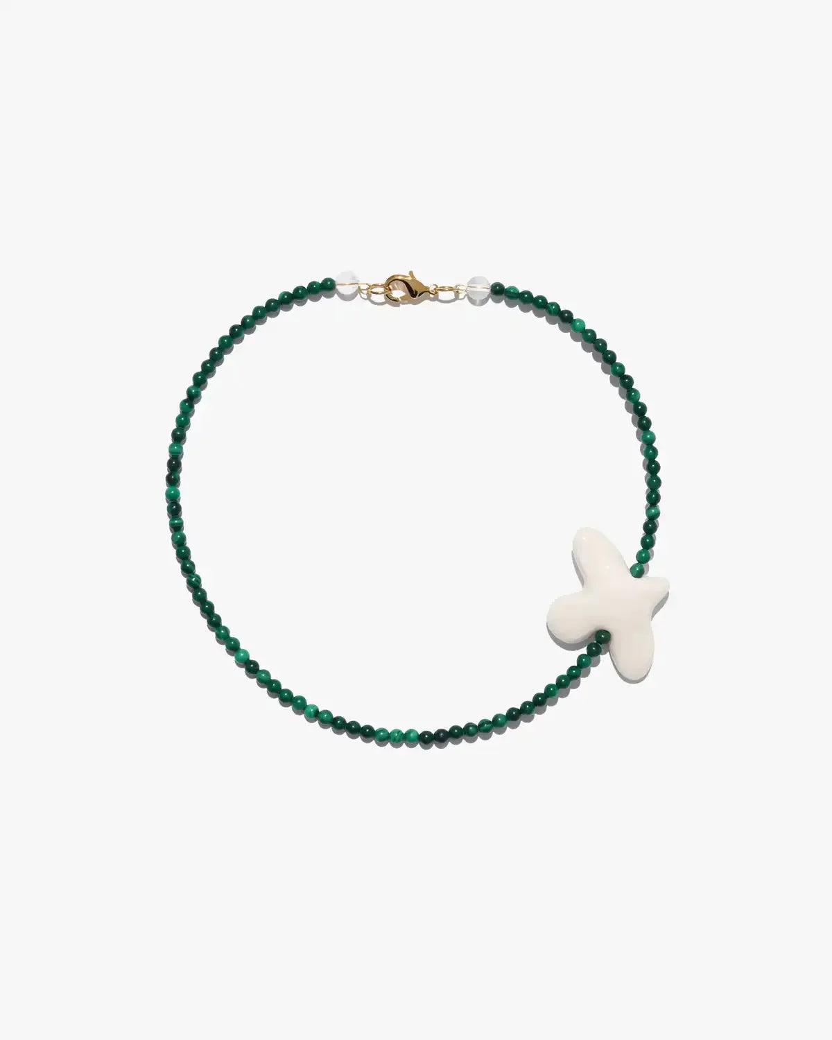 MYRNI necklace with medium malachite and bird gold hardware