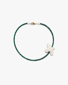 MYRNI necklace with medium malachite and bird gold hardware