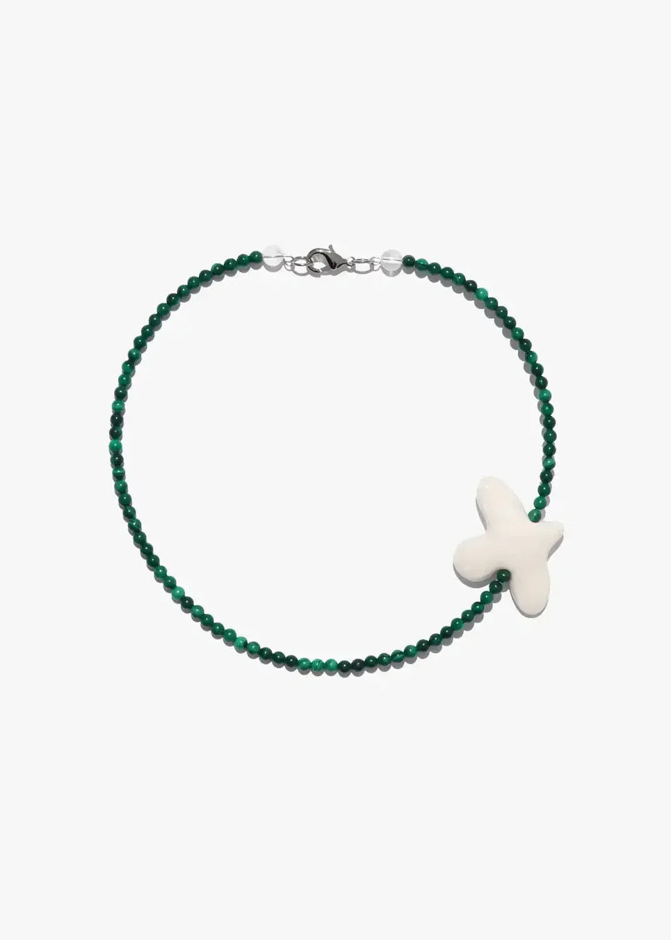 Green Malachite Necklace with Porcelain Bird Pendant – Myrni