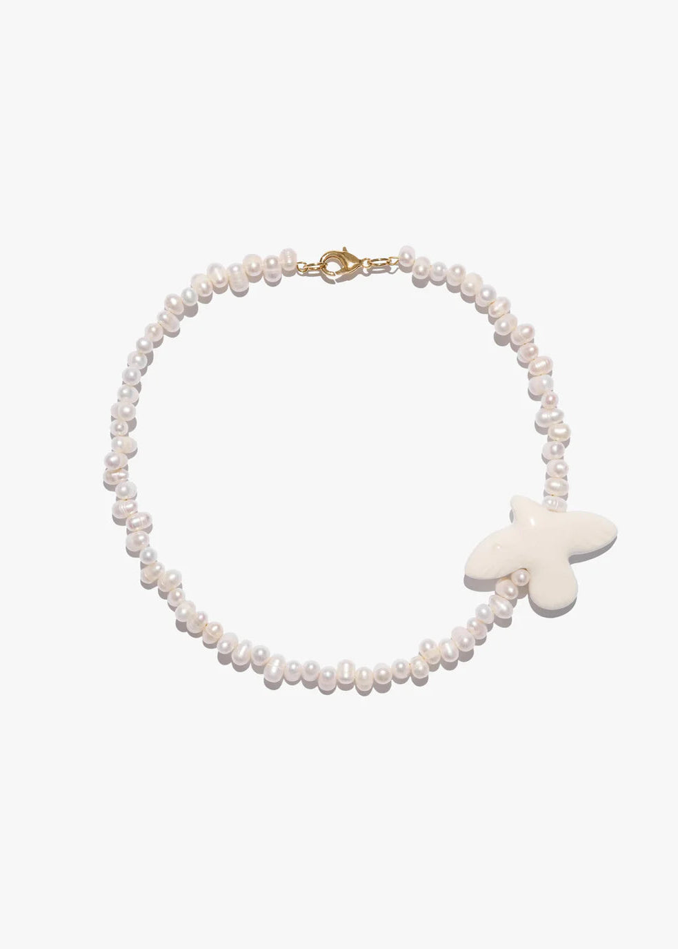 Colier MYRNI cu perle și pasăre de porțelan