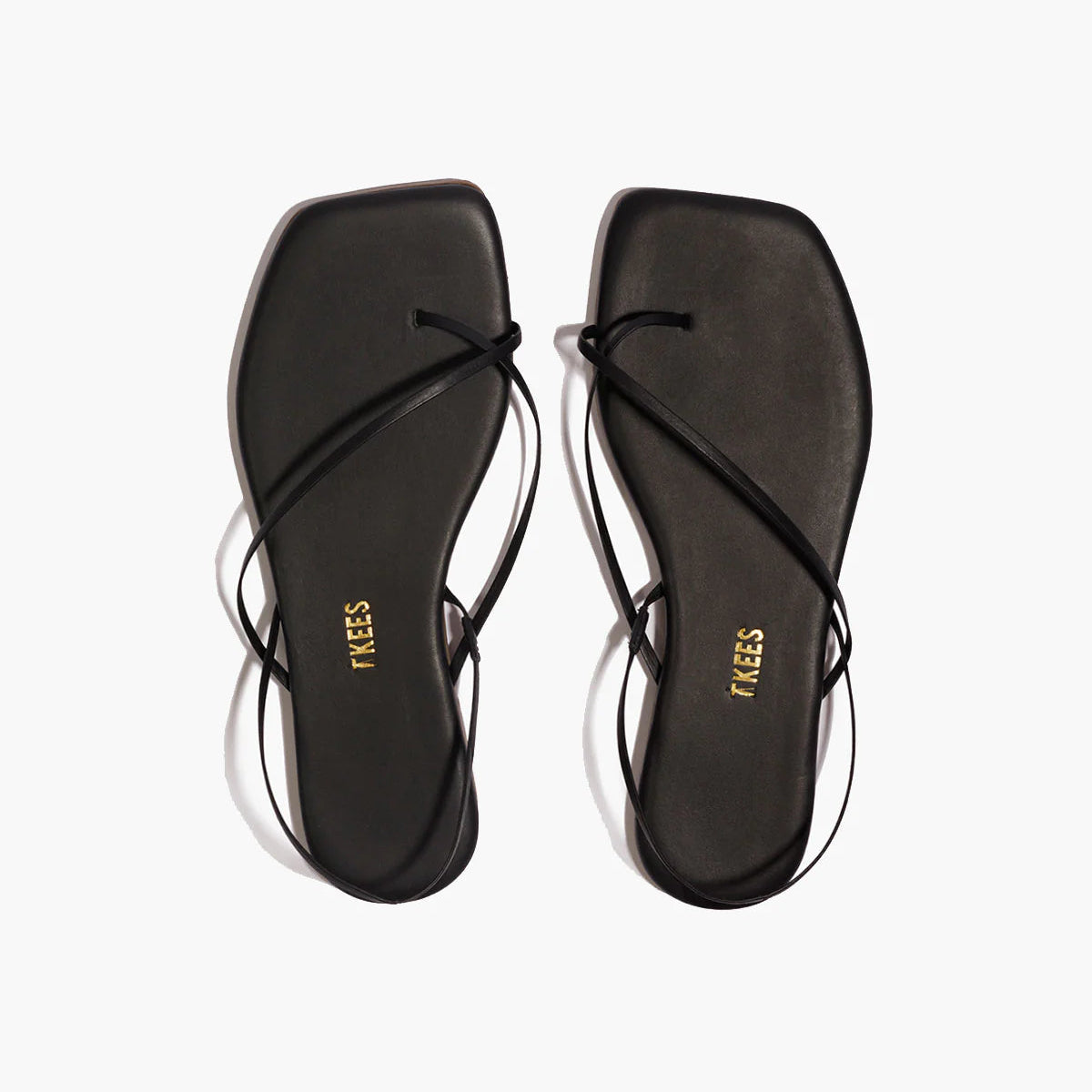 TKEES Square Millie Black Leather Sandals