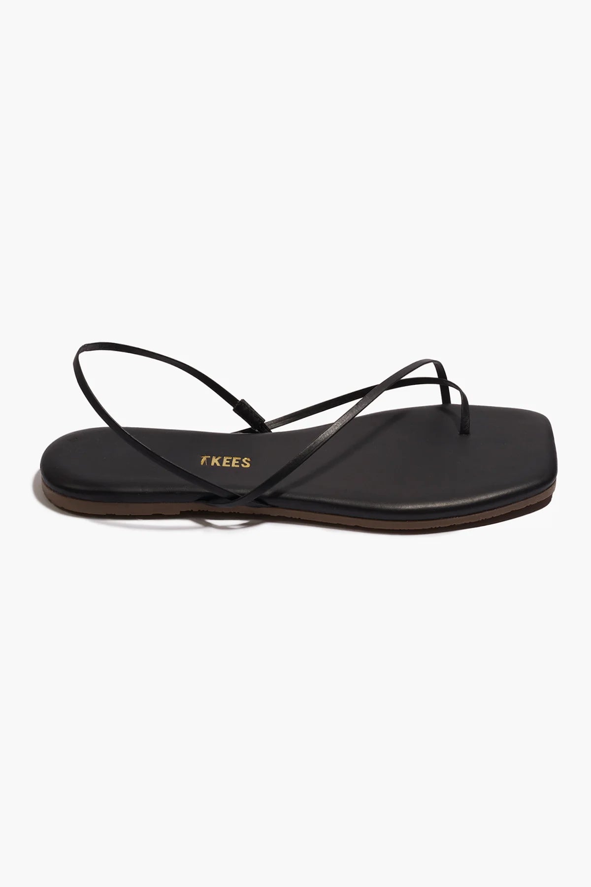 TKEES Square Millie Black Leather Sandals