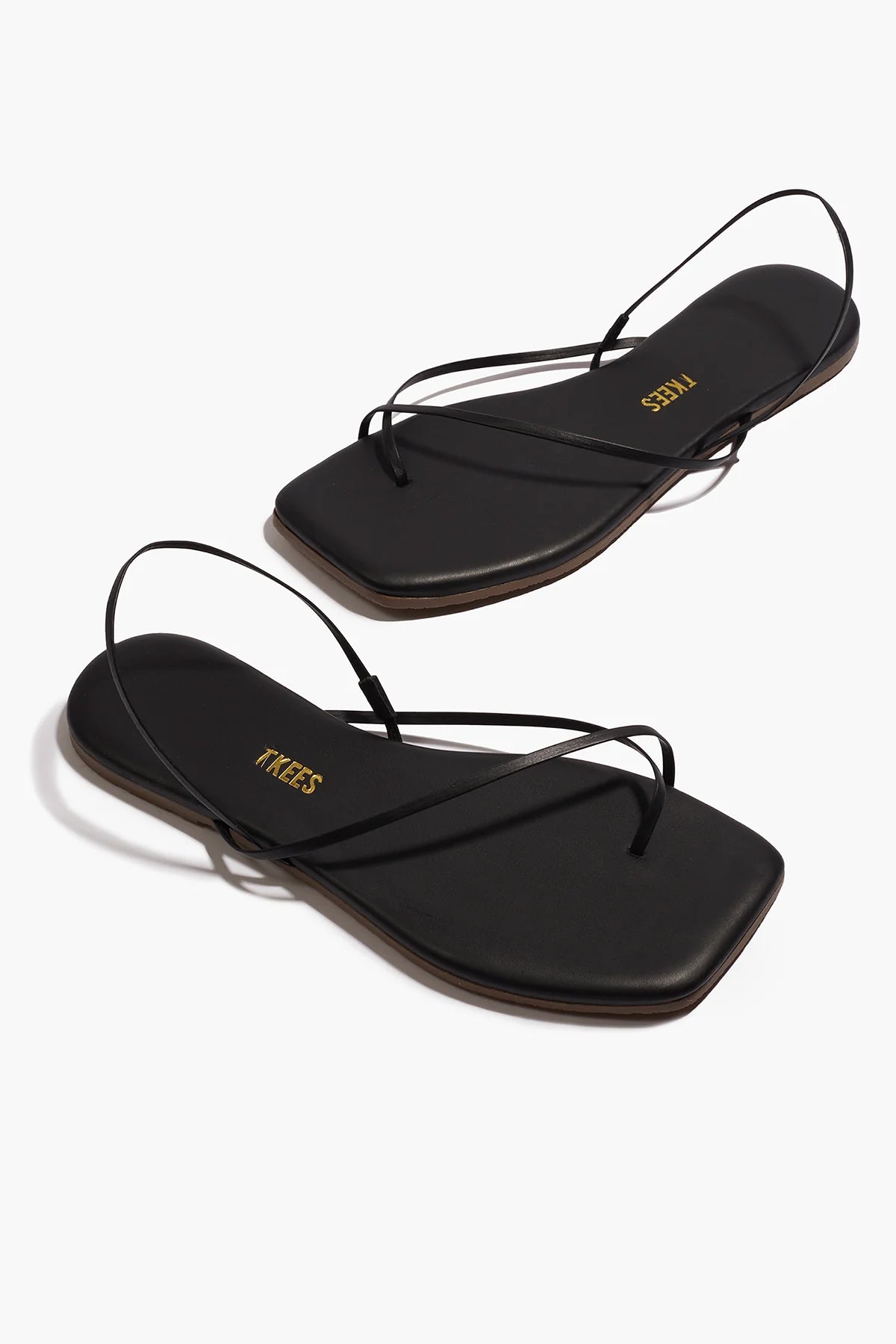 Sandale TKEES Millie Square Negre din piele naturală 