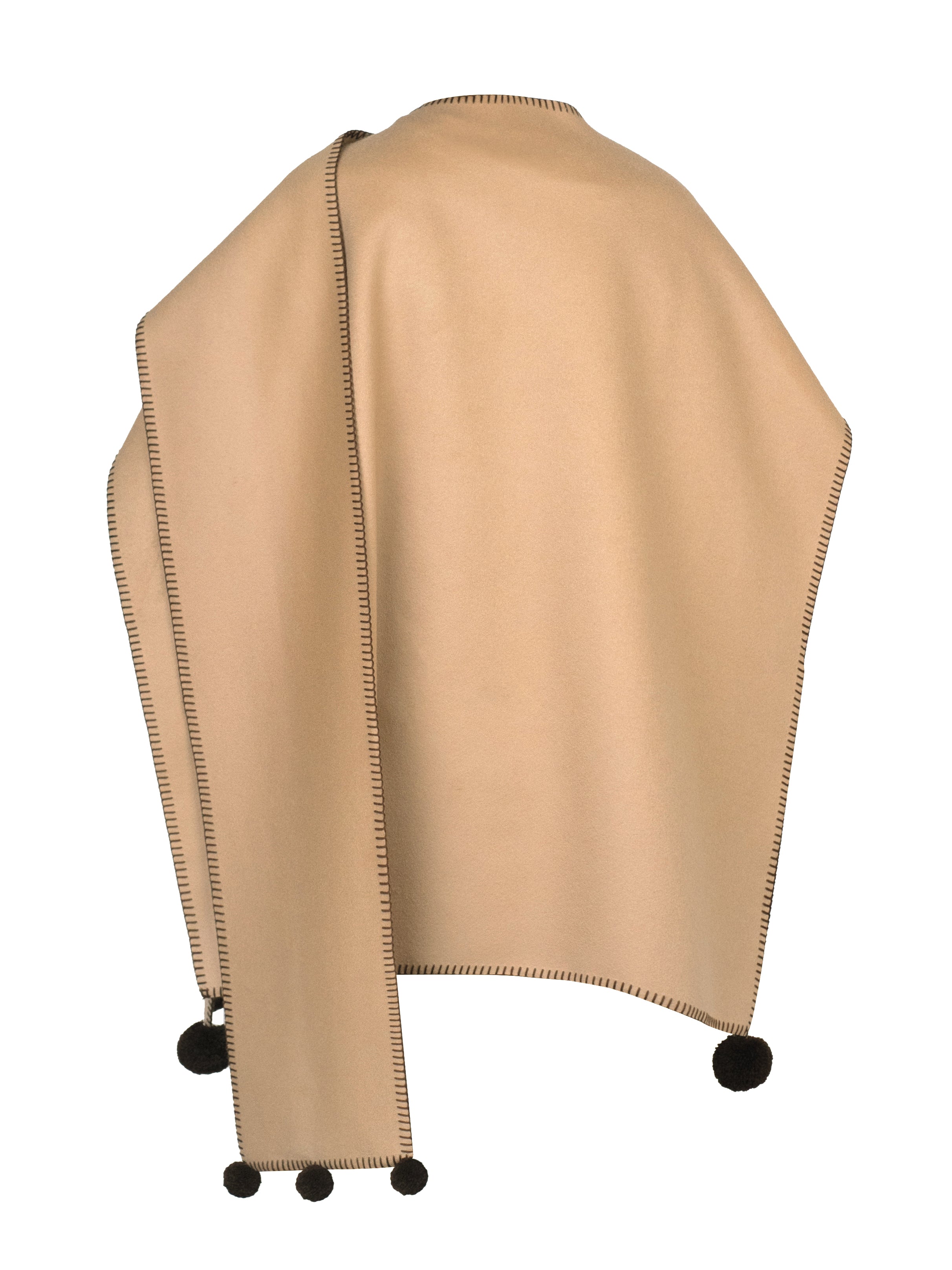 Poncho din Lână Asimetric Bej 