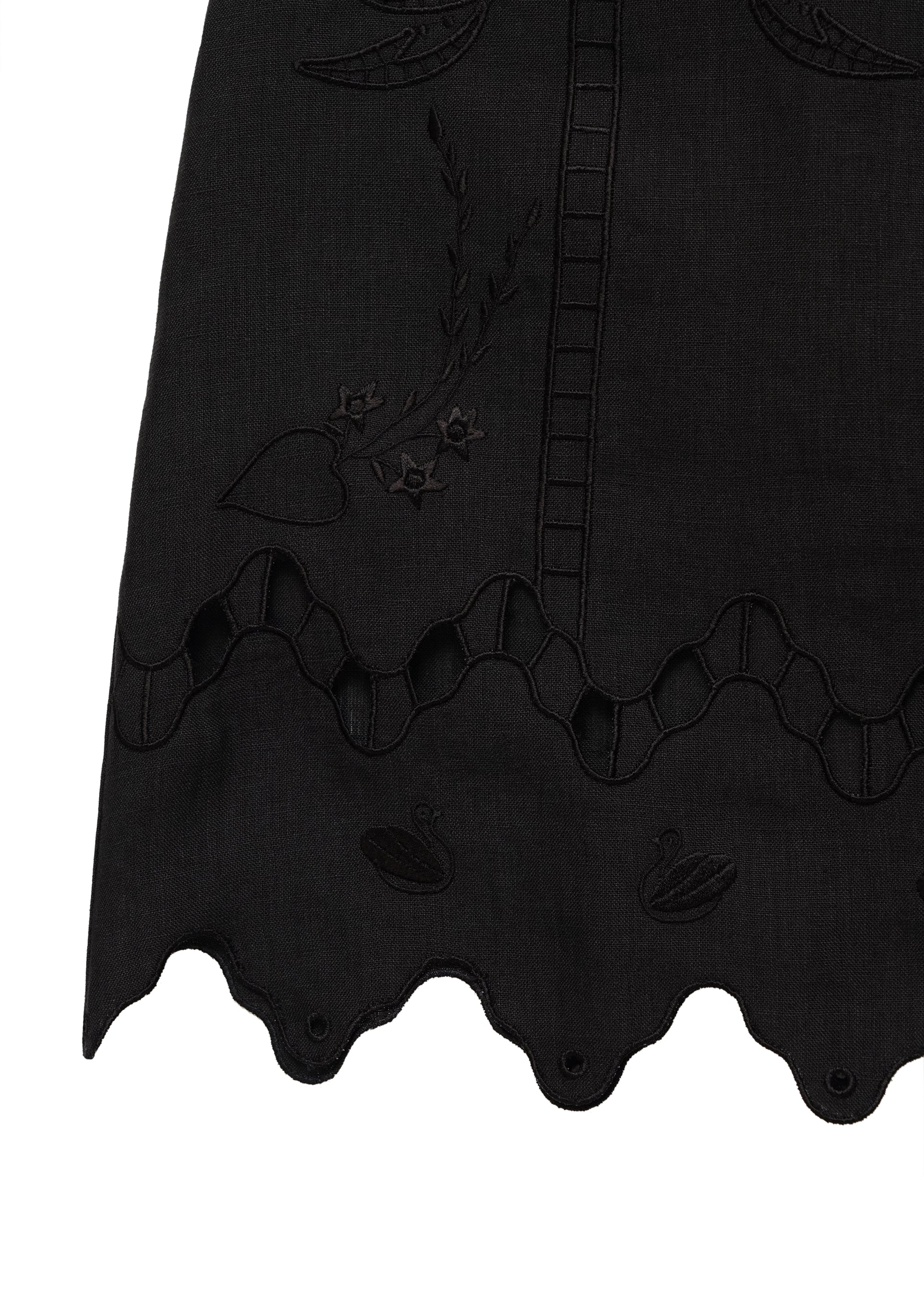Short Embroidered Skirt in Black - Yasna