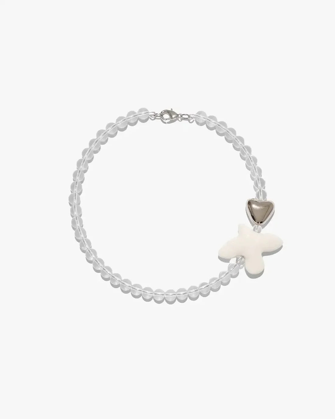 SKARB necklace with crystal, platinum heart and bird