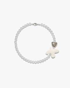 SKARB necklace with crystal, platinum heart and bird
