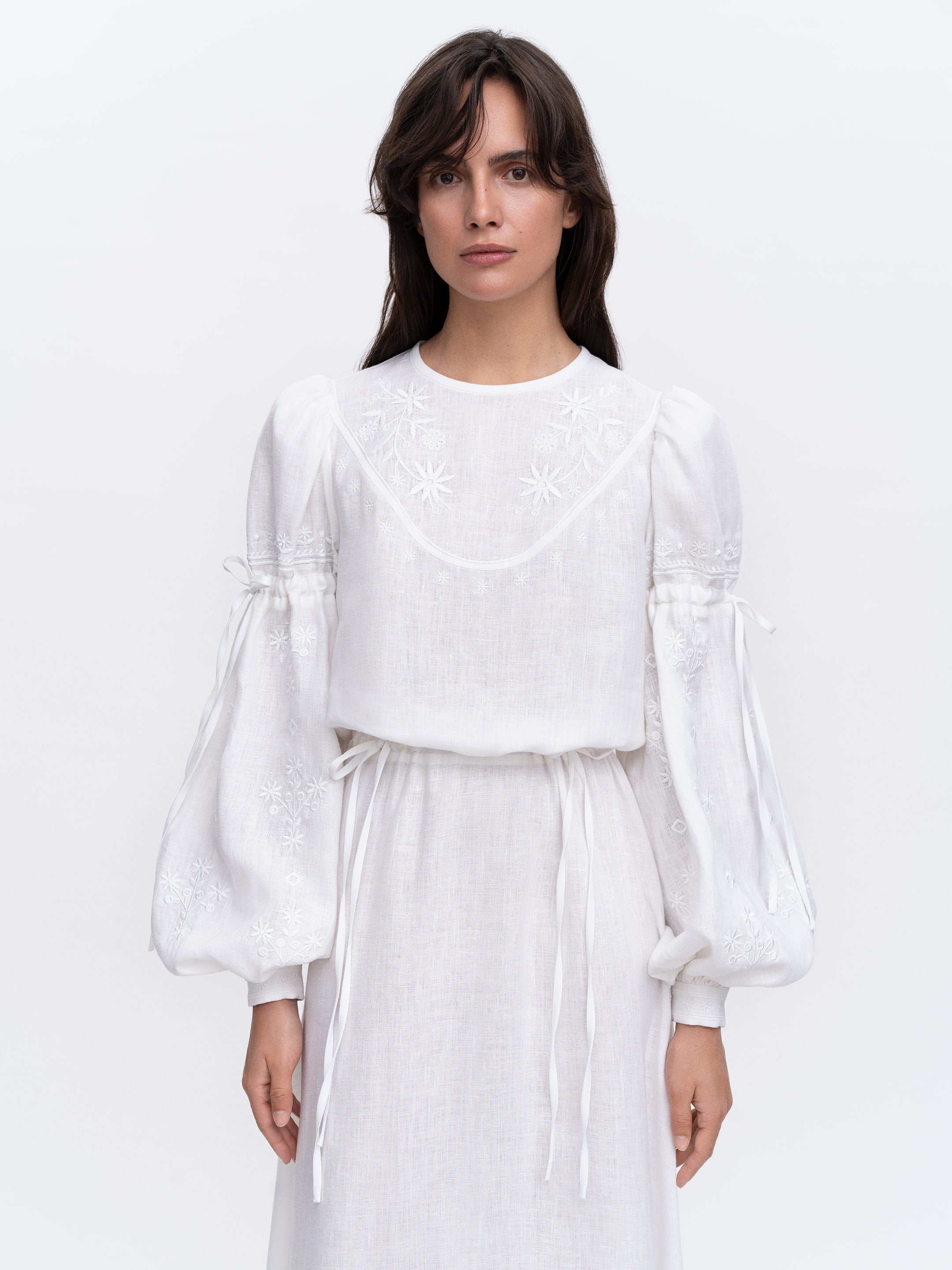 White Linen Embroidered Dress Dream