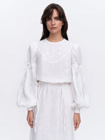 Load image into Gallery viewer, White Linen Embroidered Dress Dream

