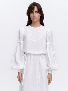 White Linen Embroidered Dress Dream