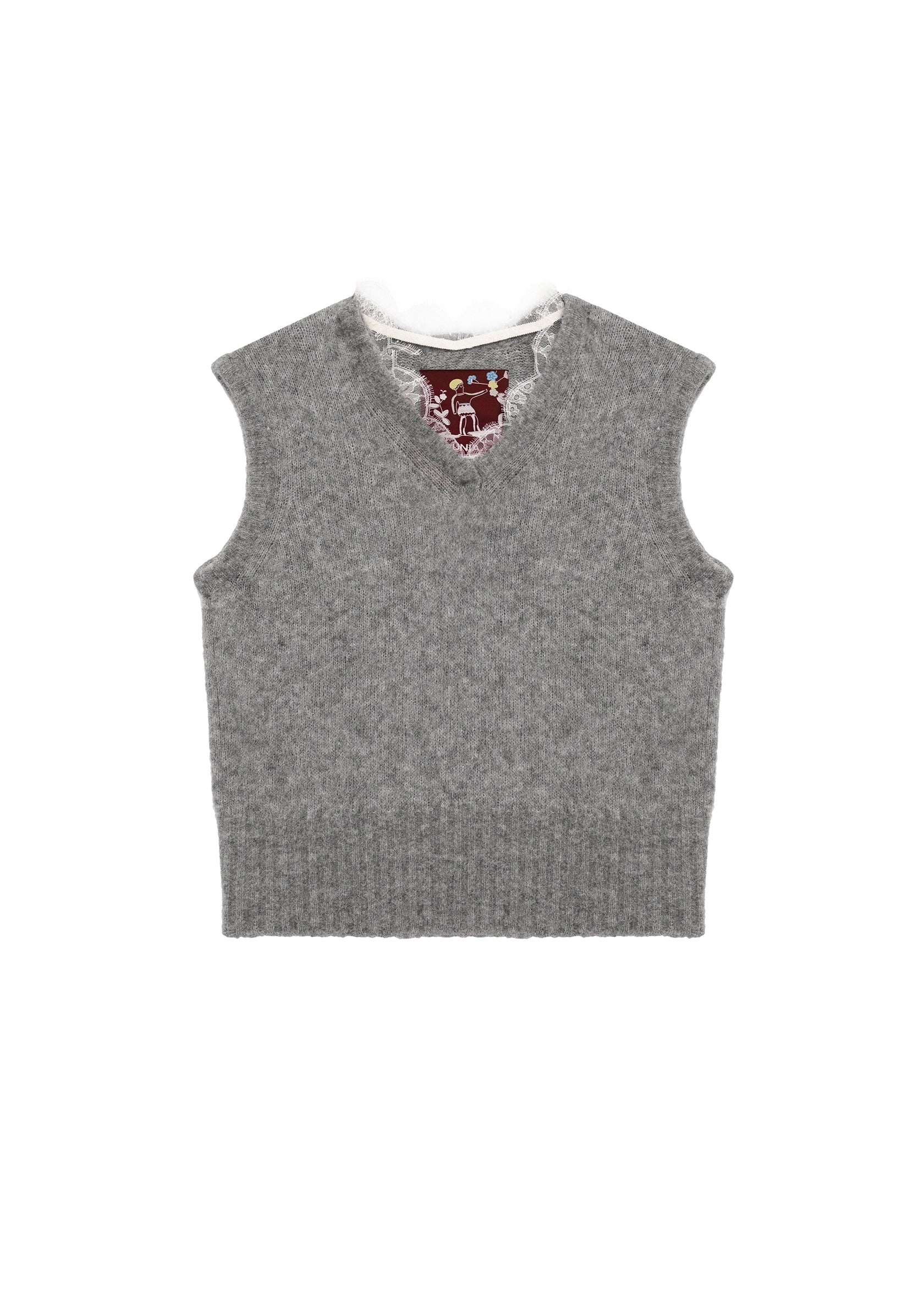 Lace-trimmed Vest in Grey