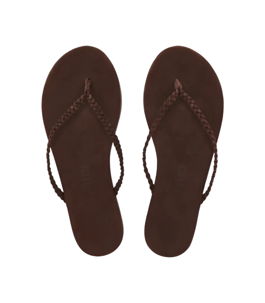 TKEES Lily Bourbon Braid Suede Leather Flip-Flops
