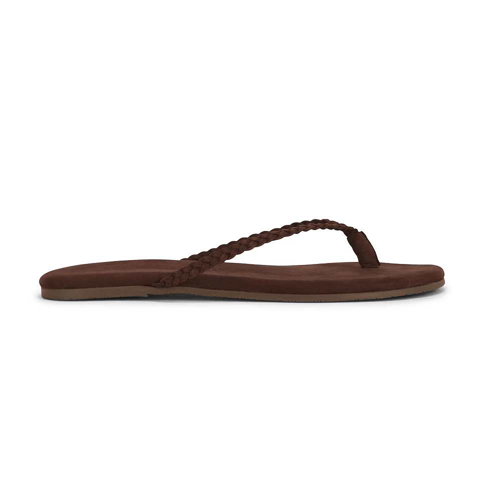 TKEES Lily Bourbon Braid Suede Leather Flip-Flops