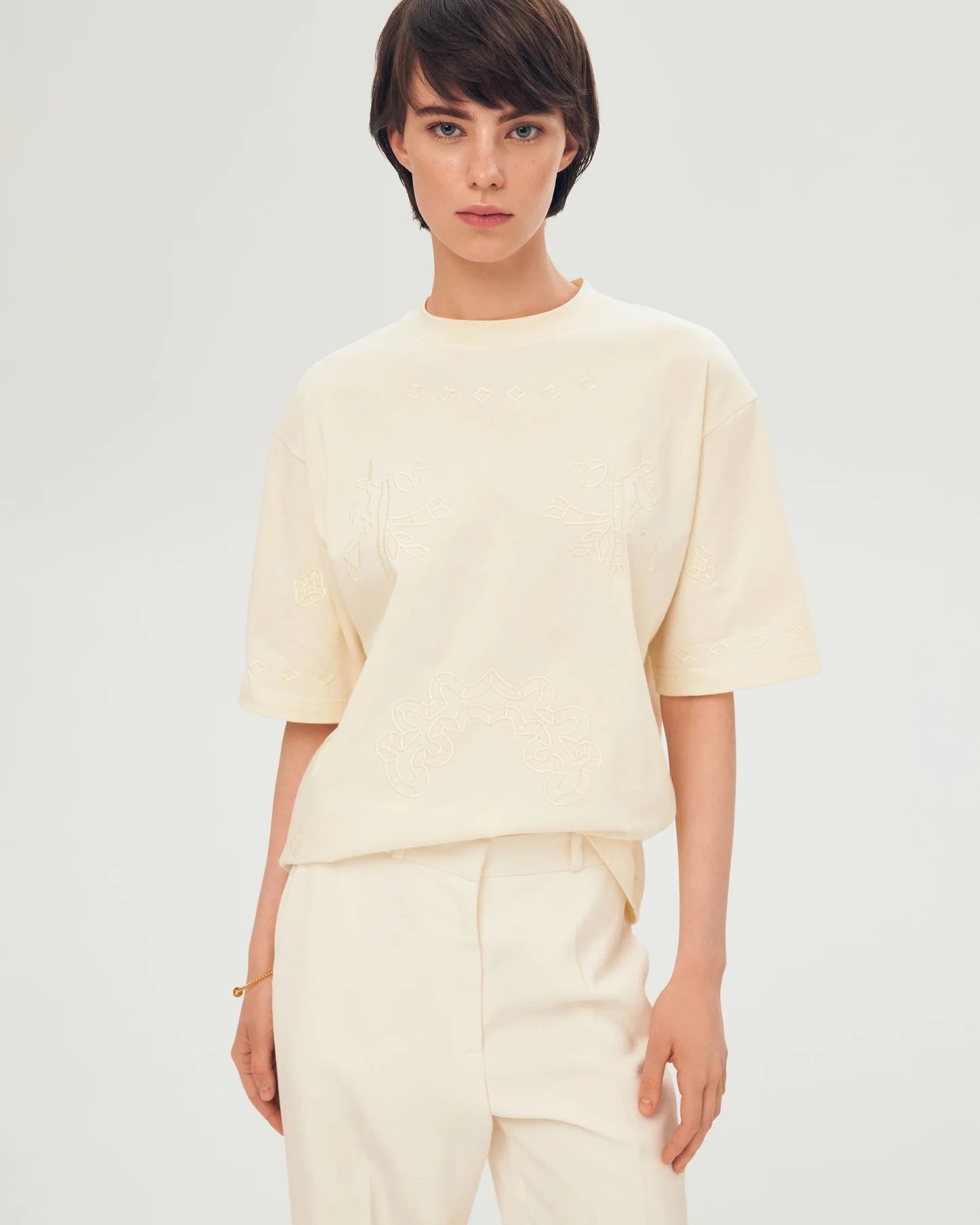 Malva Milk Embroidered T-Shirt