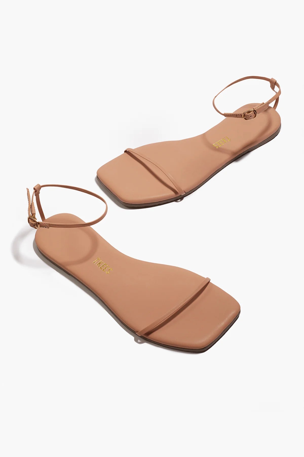 TKEES Square Twiggy Nude Beach Leather Sandals