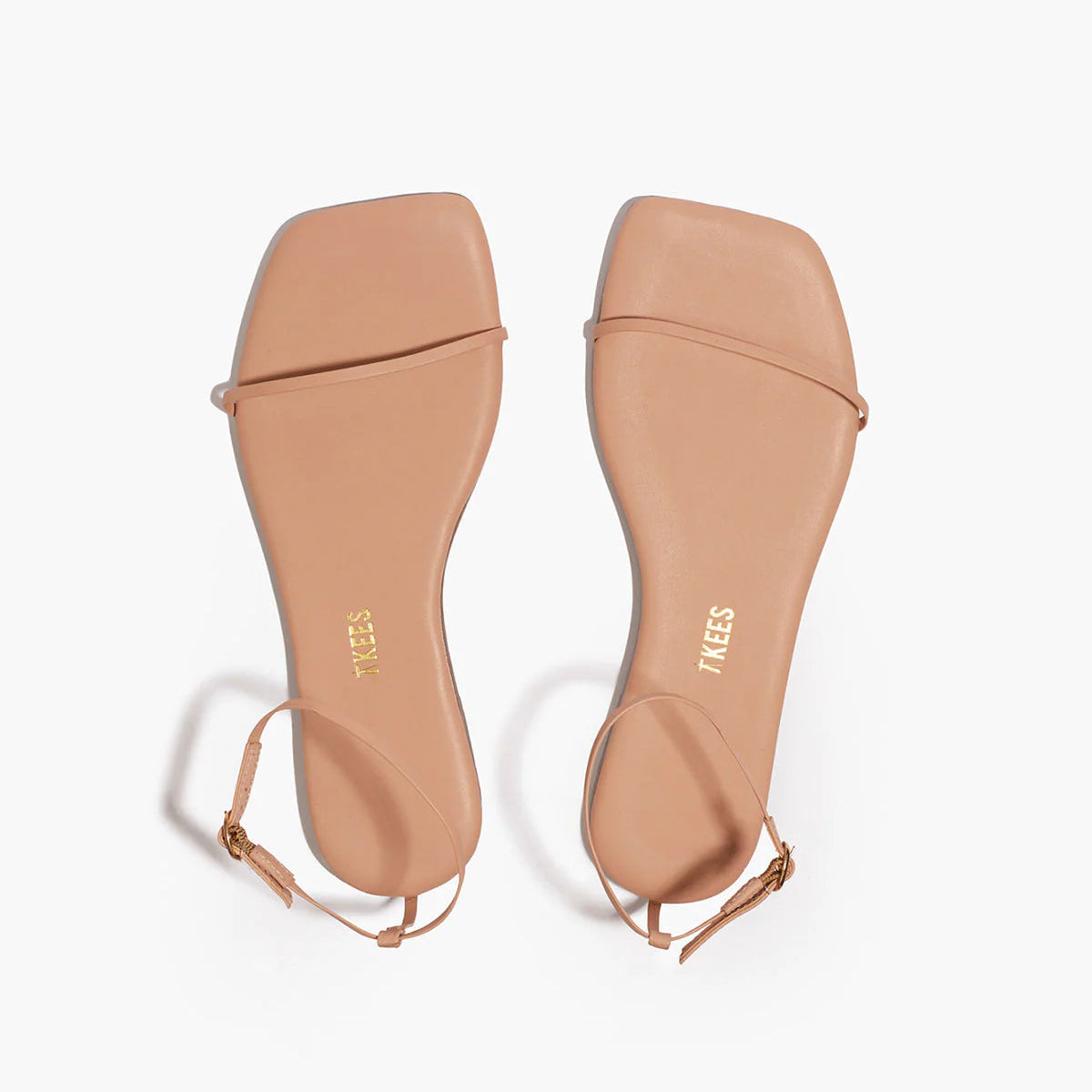 TKEES Square Twiggy Nude Beach Leather Sandals