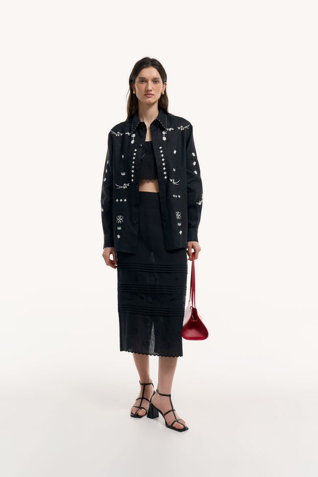 Black Embroidered Skirt - Vilena