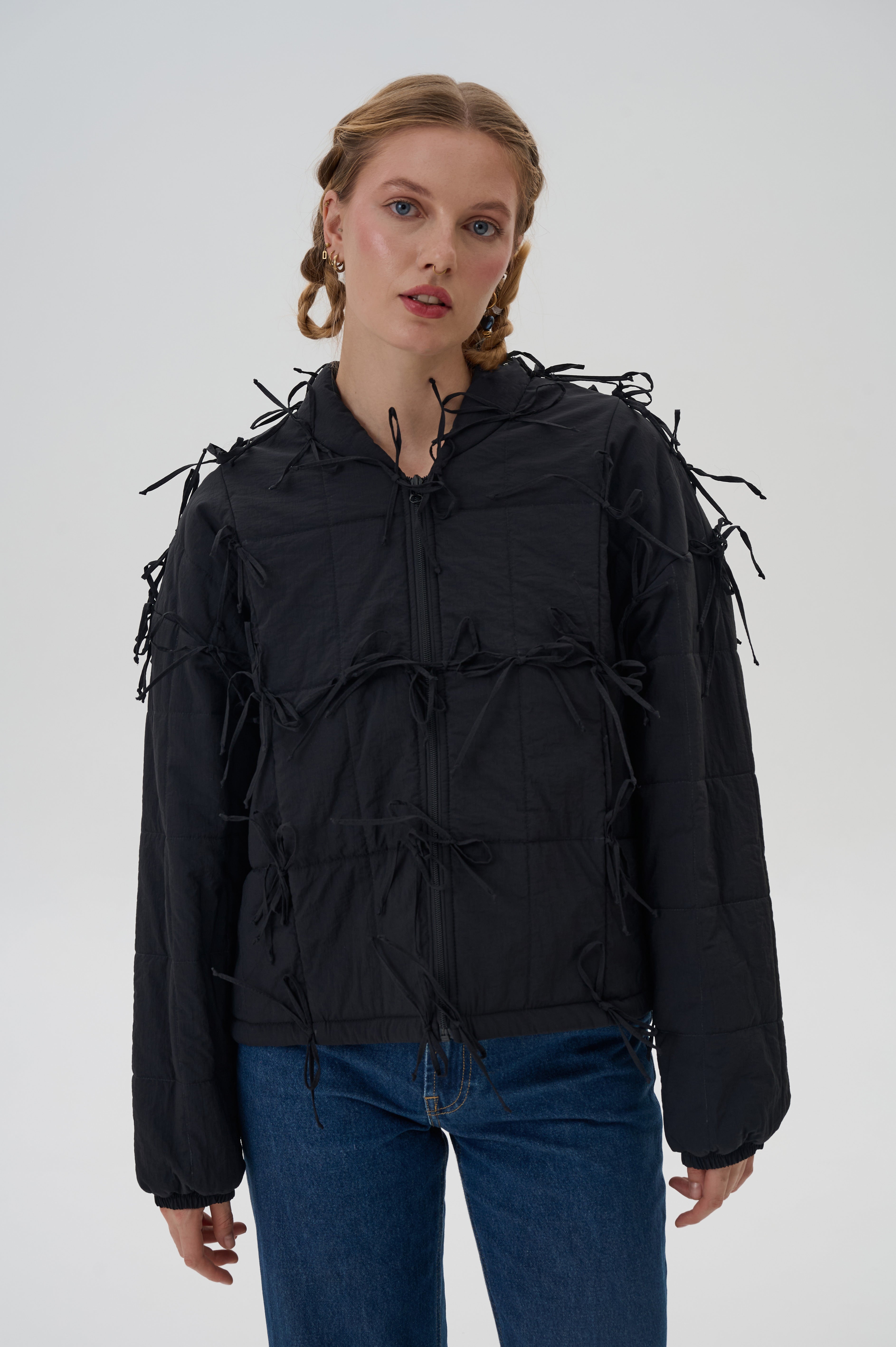 Geacă puffer cu fulgi de gâscă Constructor Mini neagră