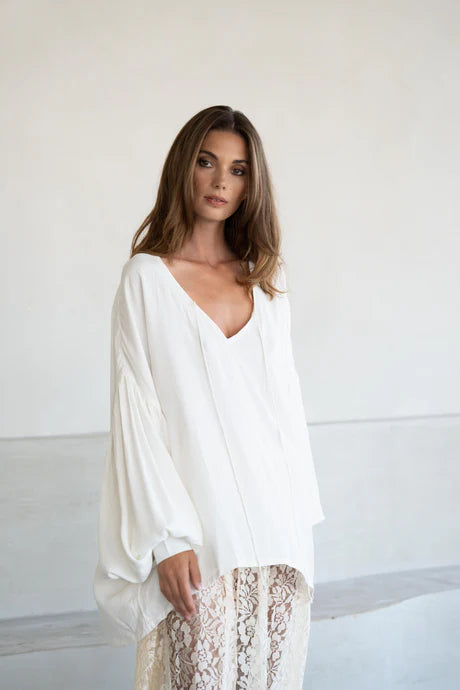 White Viscose Breezy Blouse - May