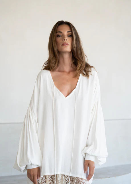 White Viscose Breezy Blouse - May