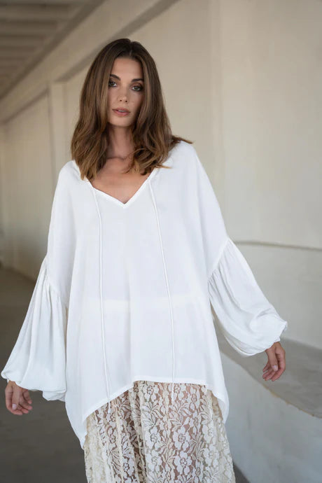 White Viscose Breezy Blouse - May
