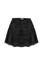 Load image into Gallery viewer, Layered raffled black mini skirt
