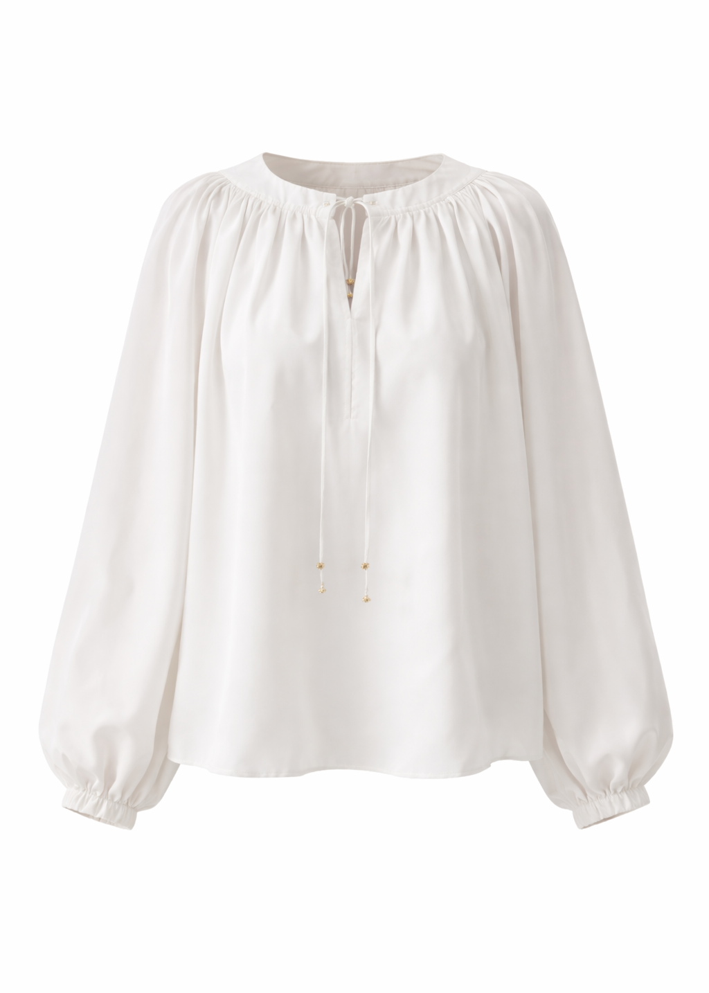White blouse with long sleeves on a white background