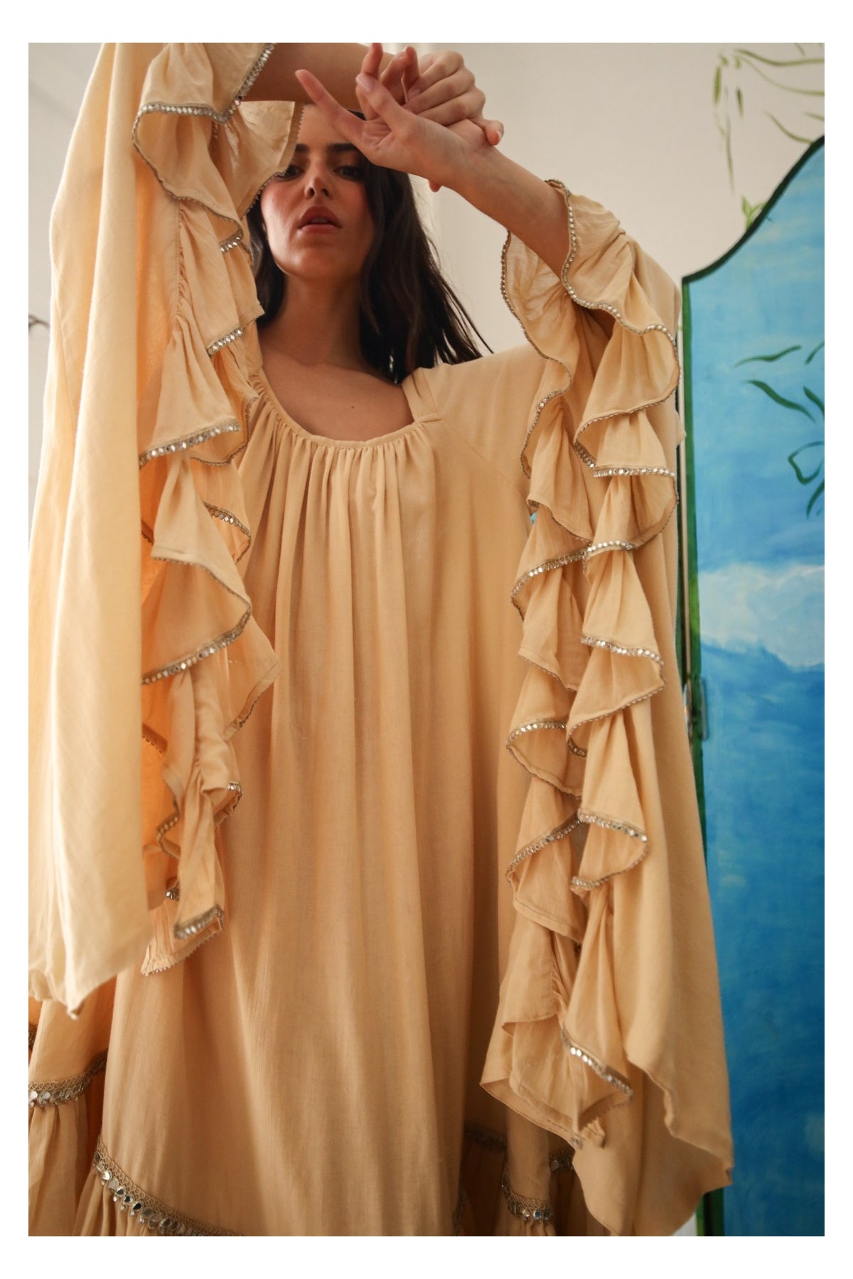 Rochie Ruffle cu mâneci lungi