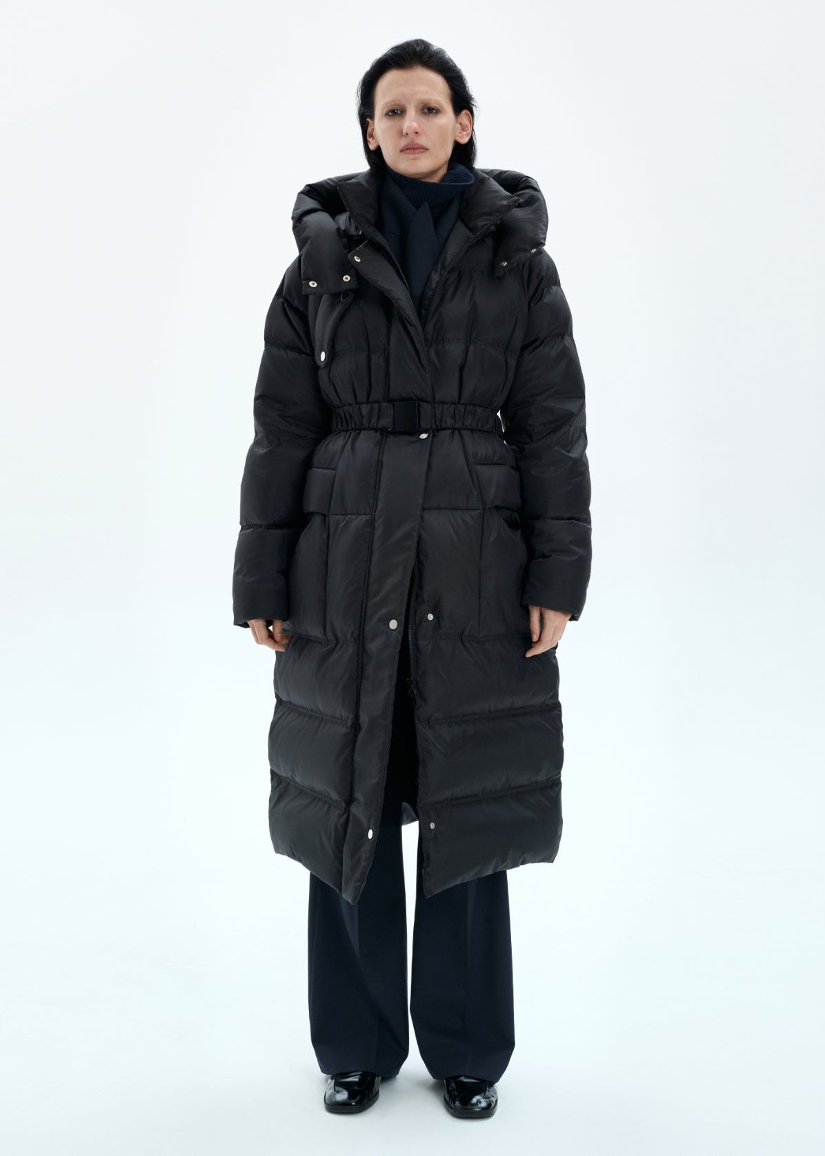 Black Long Down Puffer Coat with Goose-Down Filling – Sport 21