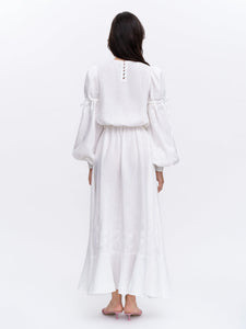 White Linen Embroidered Dress Dream