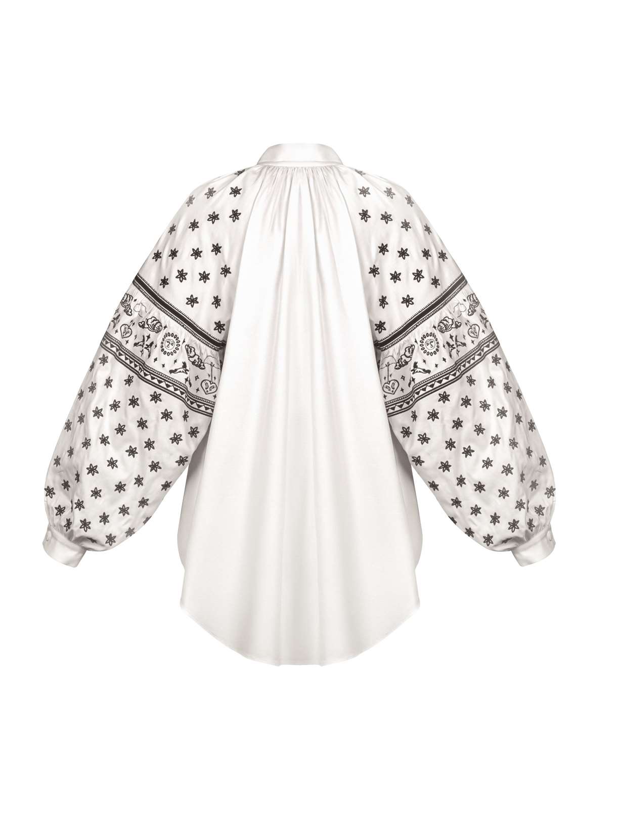 Oversized White Cotton Shirt with Black Embroidered Details – Franka