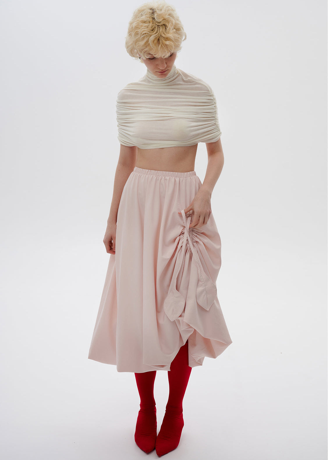 Fustă Parachute cu Fundițe Ajustabile - Tulip Roz Pudră