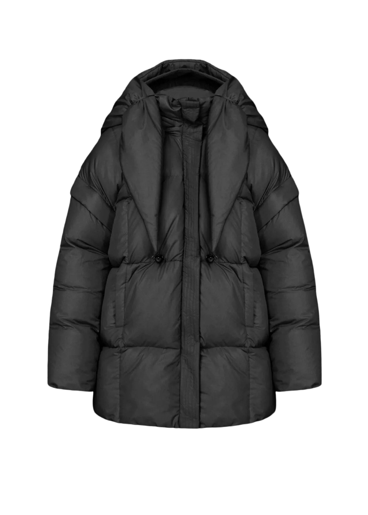 Black Puffer Parka with Goose-Down Filling