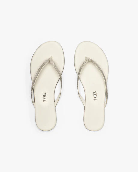 Tkees Lily Infinity Sparkling flip-flops from brazilian leather in Cream