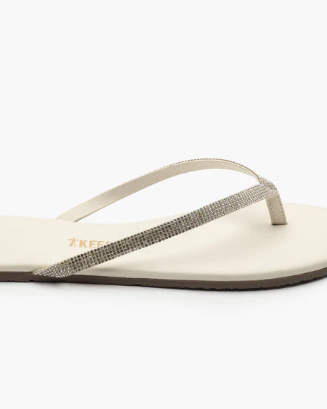 Tkees Lily Infinity Sparkling flip-flops from brazilian leather in Cream