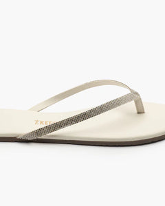 Tkees Lily Infinity Sparkling flip-flops from brazilian leather in Cream