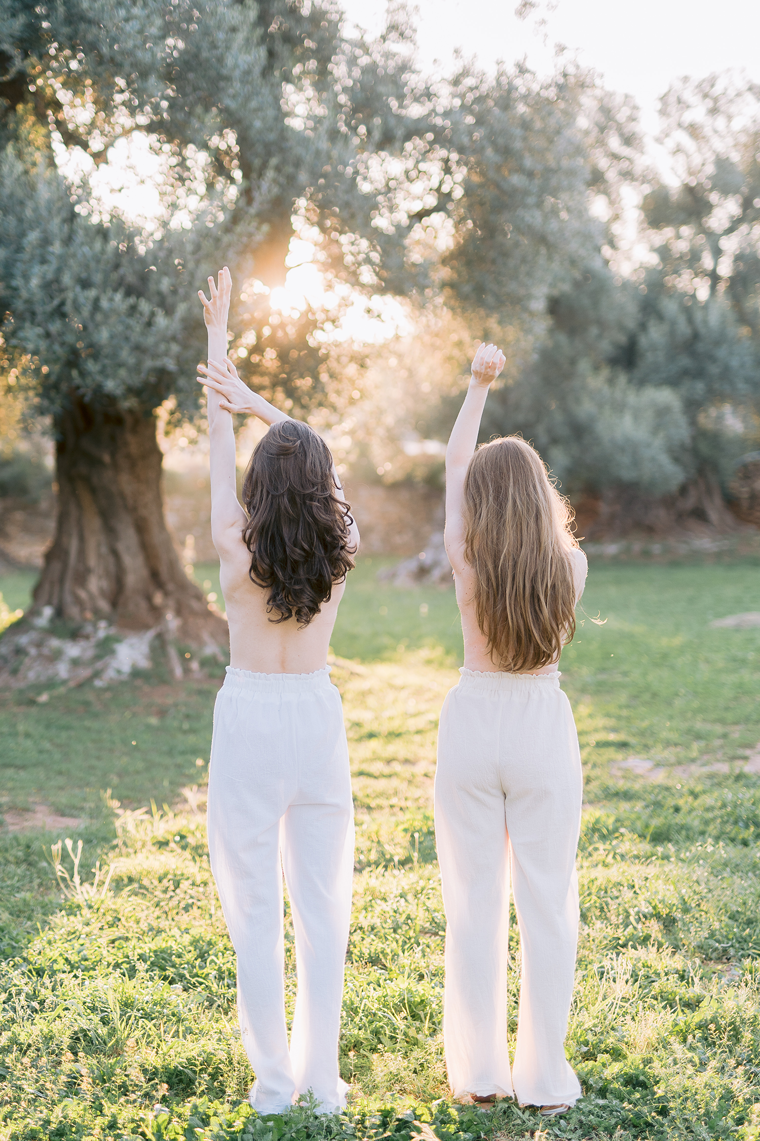 Pantaloni lungi Lucina cu talie inalta din bumbac natural