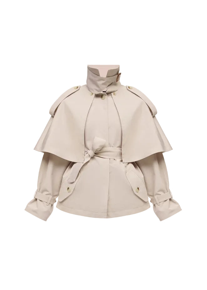 Trench cu croi tip capă Bej