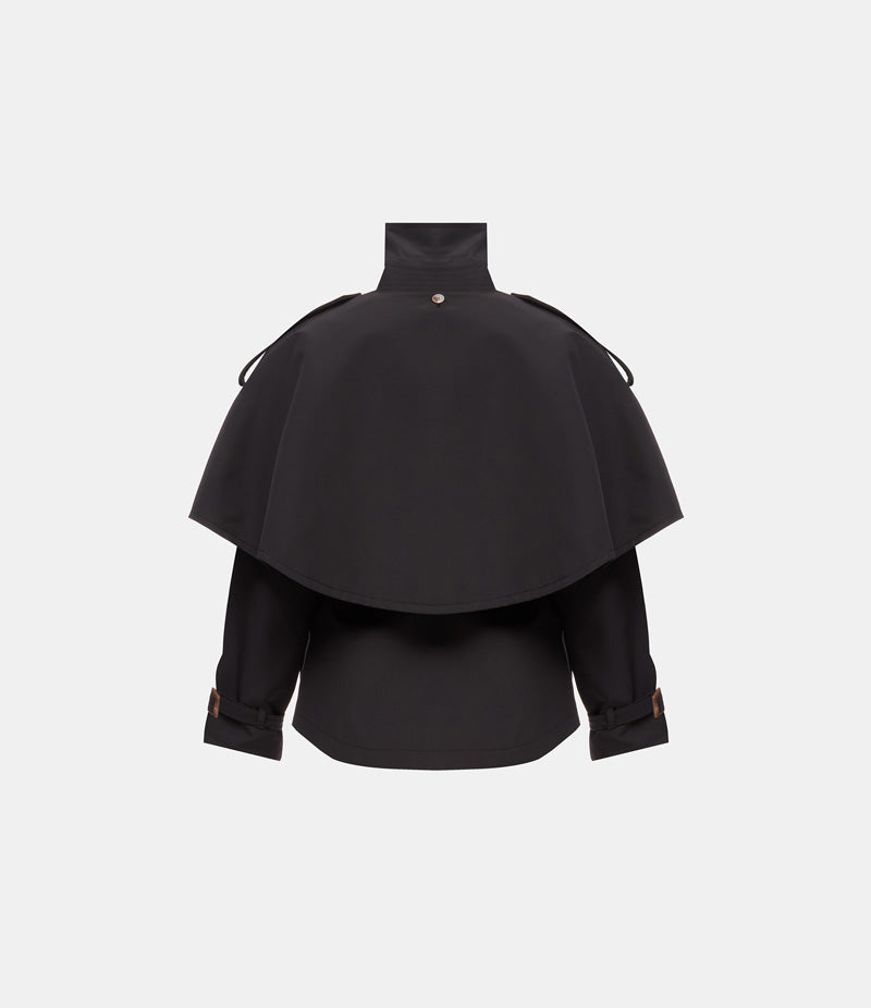 Trench cu croi tip capă negru