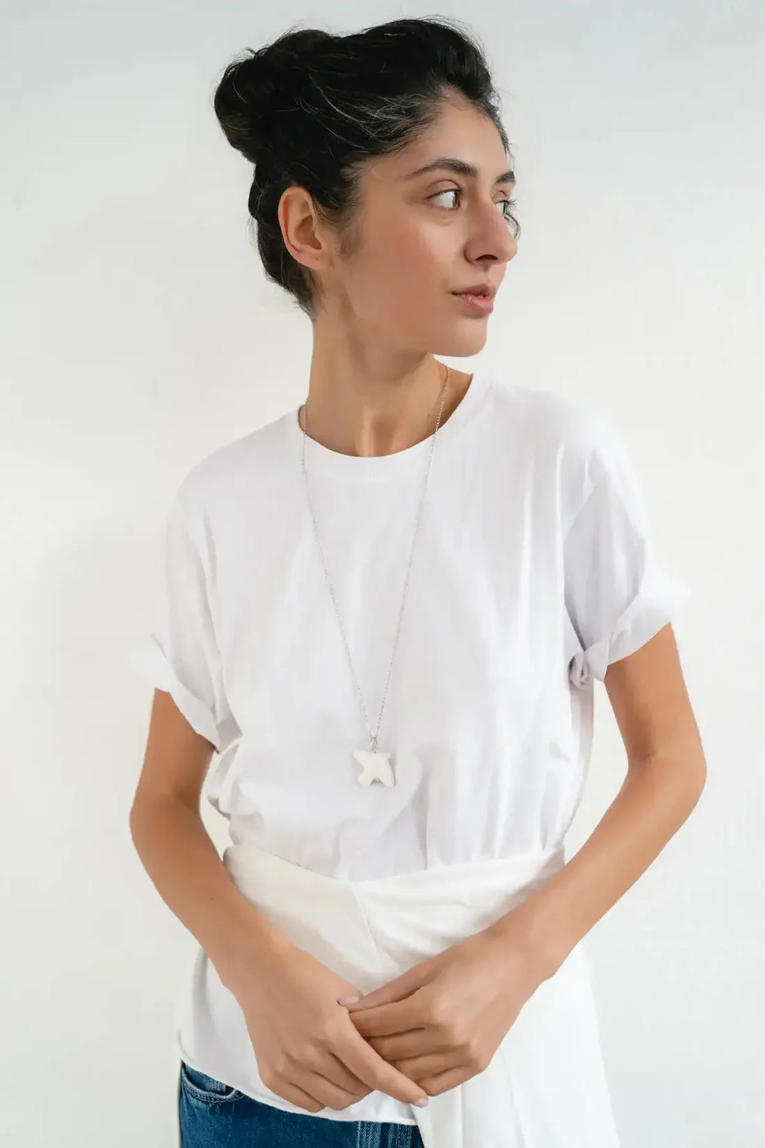 MYRNI pendant with a bird on a chain, silver hardware