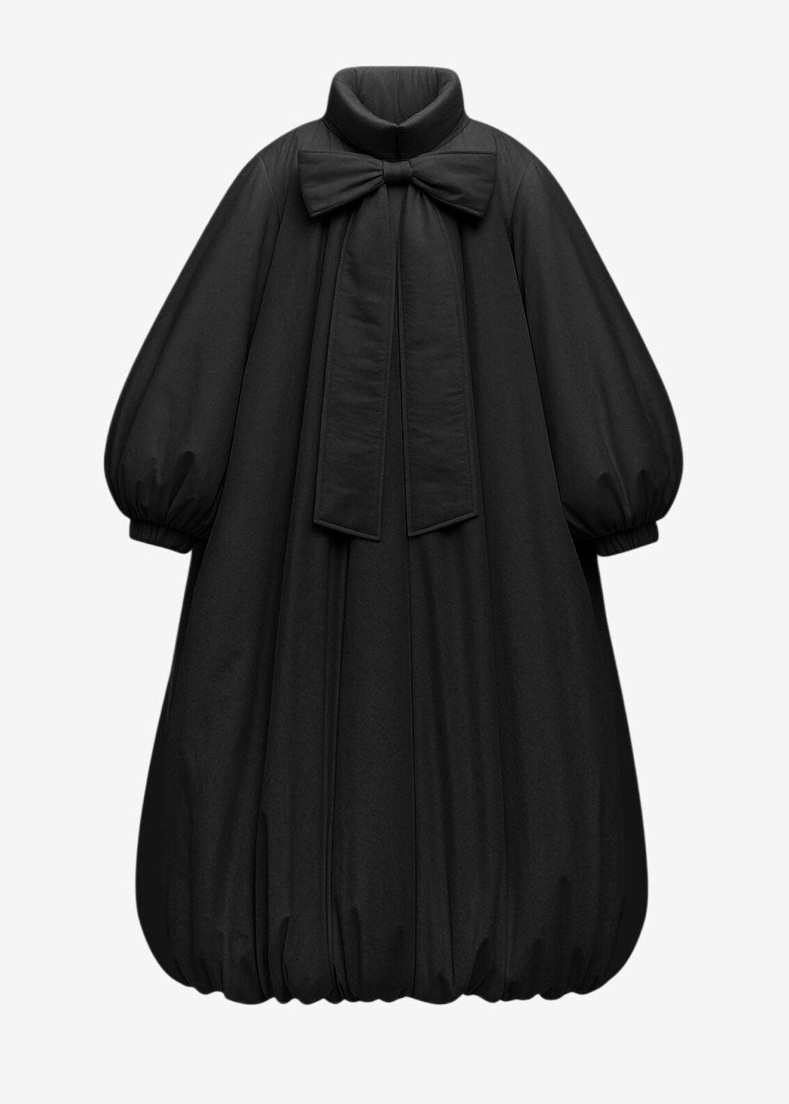 Long Black Cocoon Puffer