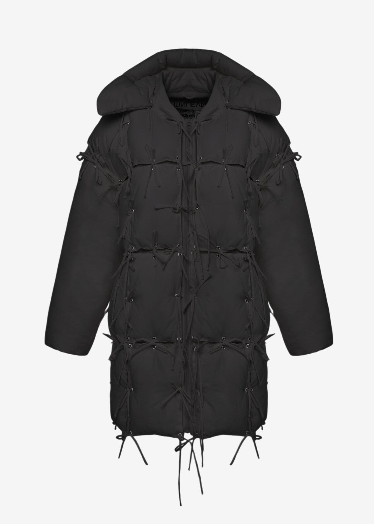 Geacă lungă puffer cu fulgi de gâscă Constructor Neagră