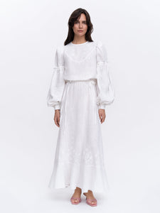 White Linen Embroidered Dress Dream