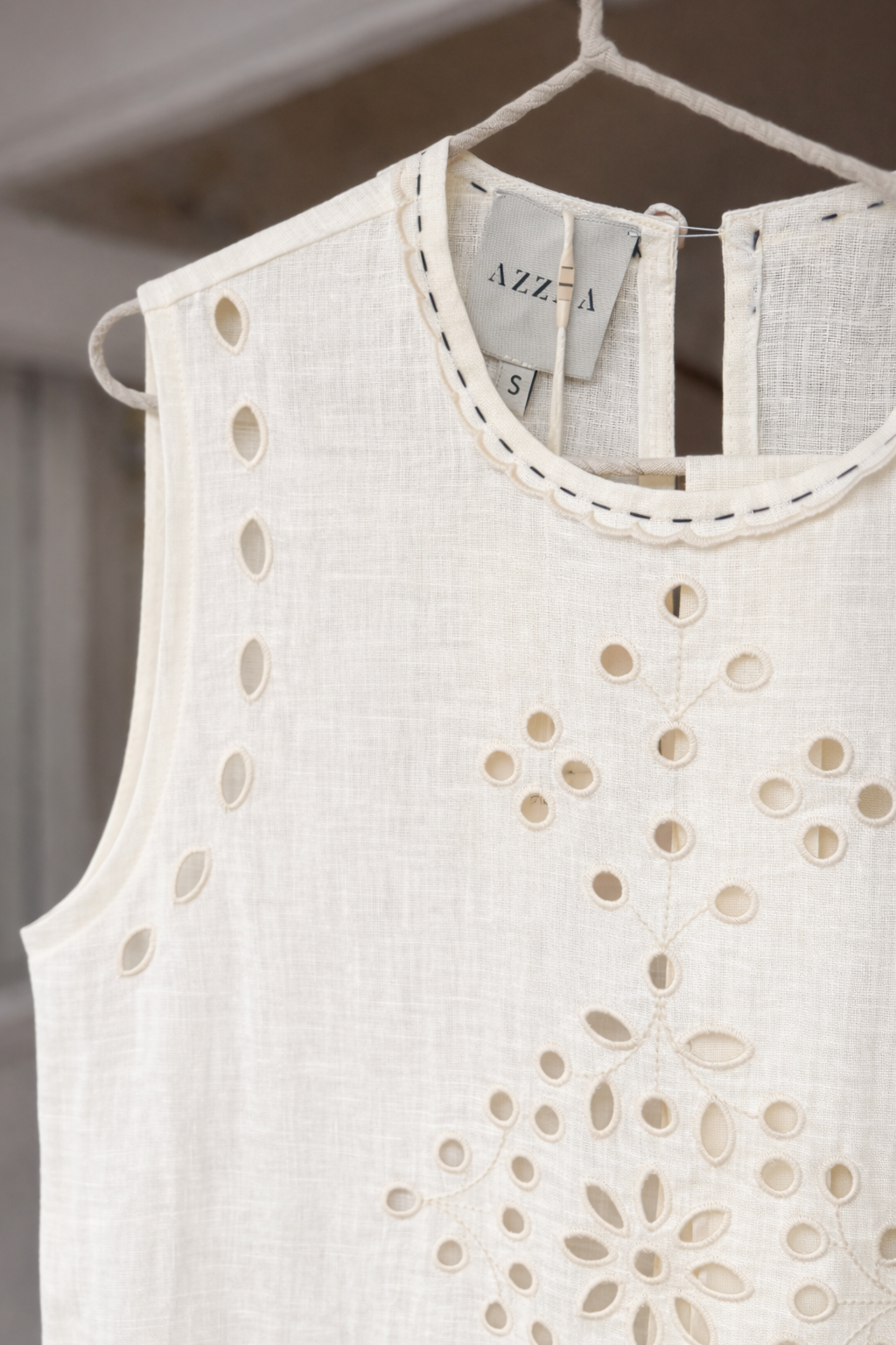 Ivory Embroidered Linen Midi Dress – Harmonica