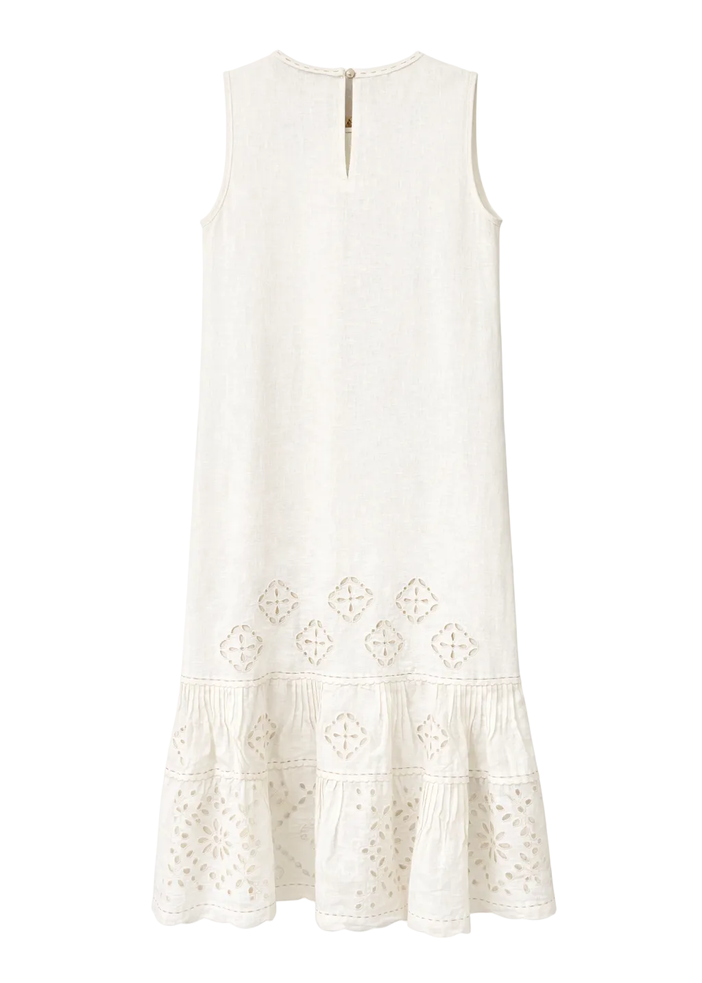 Ivory Embroidered Linen Midi Dress – Harmonica