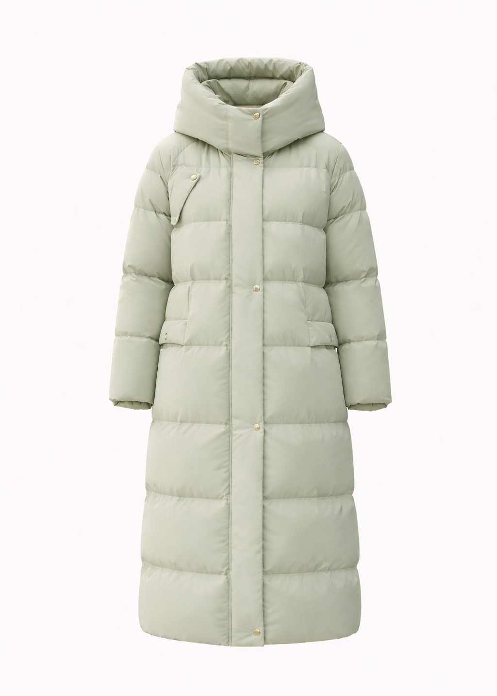 Green Tea Long Down Puffer Coat with Goose-Down Filling – Sport 21