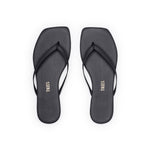 Load image into Gallery viewer, Tkees LILY square flip-flops from brazilian leather in Black

