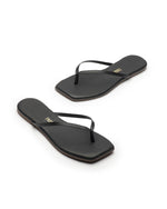 Load image into Gallery viewer, Tkees LILY square flip-flops from brazilian leather in Black
